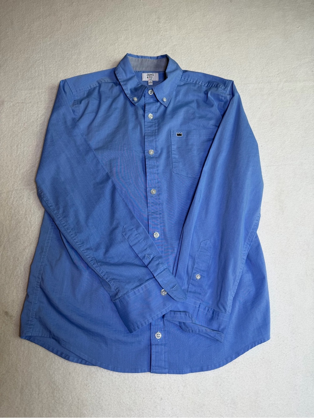 crown & ivy Boys Kids Oxford Button-Down Shirt in Blue L